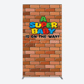 Aperturee - Aperturee Super Bricks Wall Cartoon Baby Shower Rectangle Backdrop